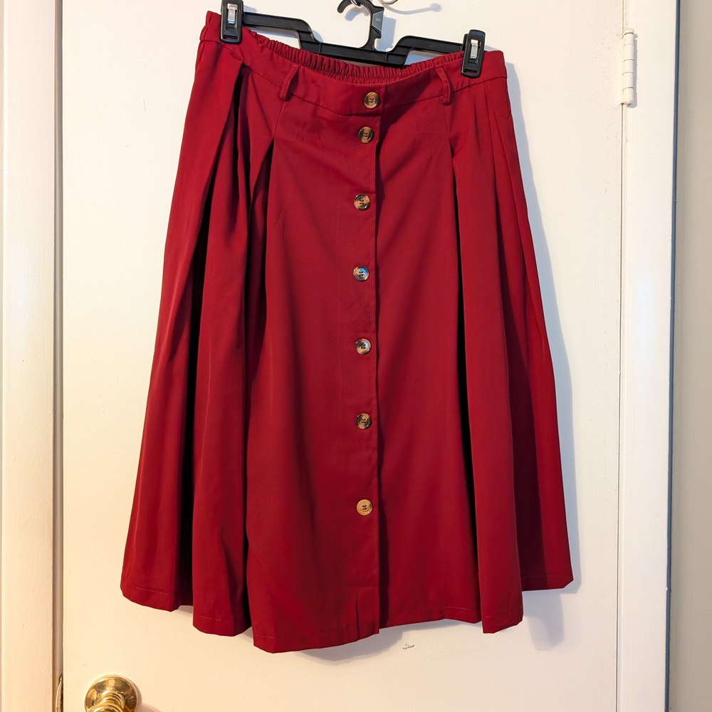 Elegant Red A-Line Skirt